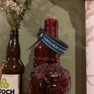 Blue Pattern Leather Bracelet